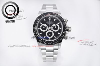 Copy QF factory Rolex Daytona for sale  black dial  Rolex 4130 movement  black ceramic bezel 